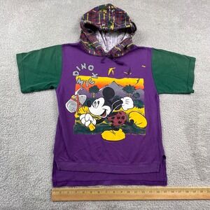 Vintage Mickey Mouse Dino Mick Hoodie Kids 6/7 Purple Colorblock Jog Togs Disney